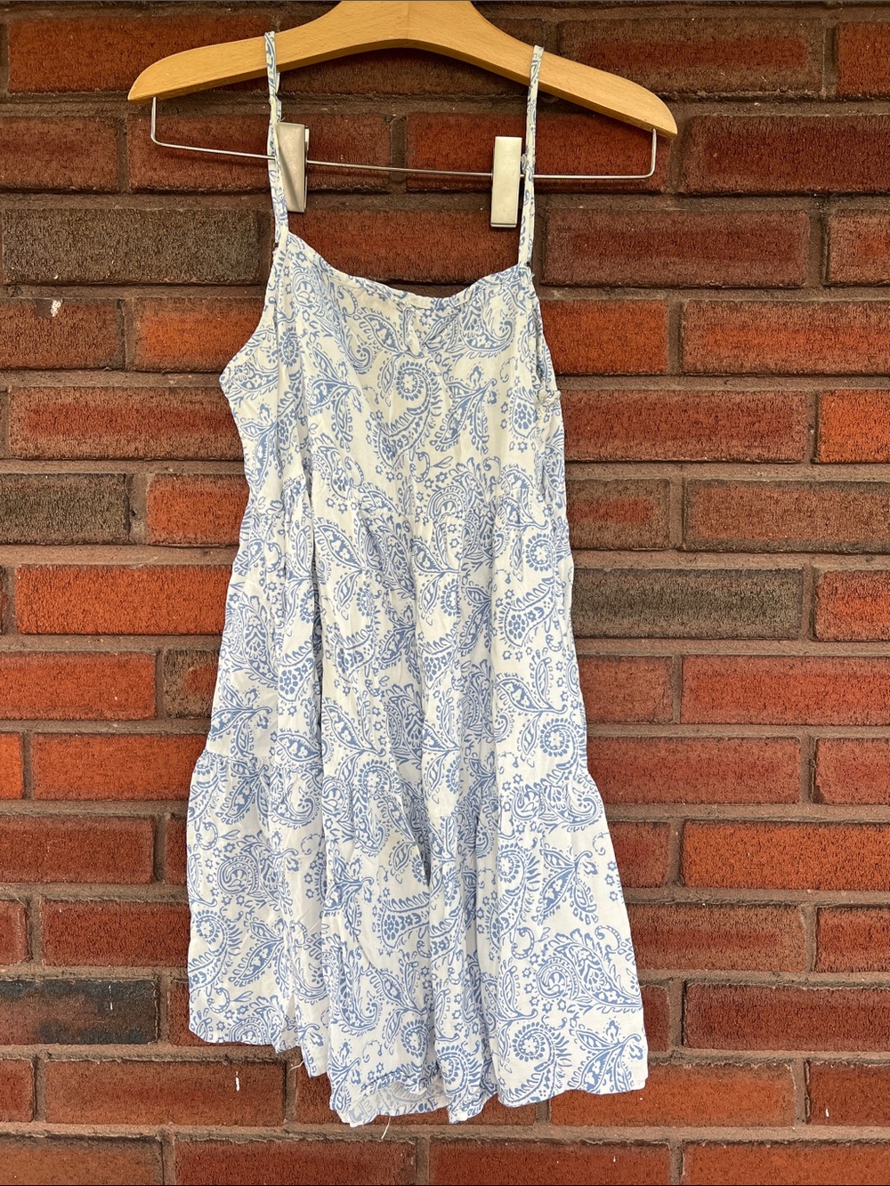 Ocean Drive White Dress with Light Blue Paisley Print